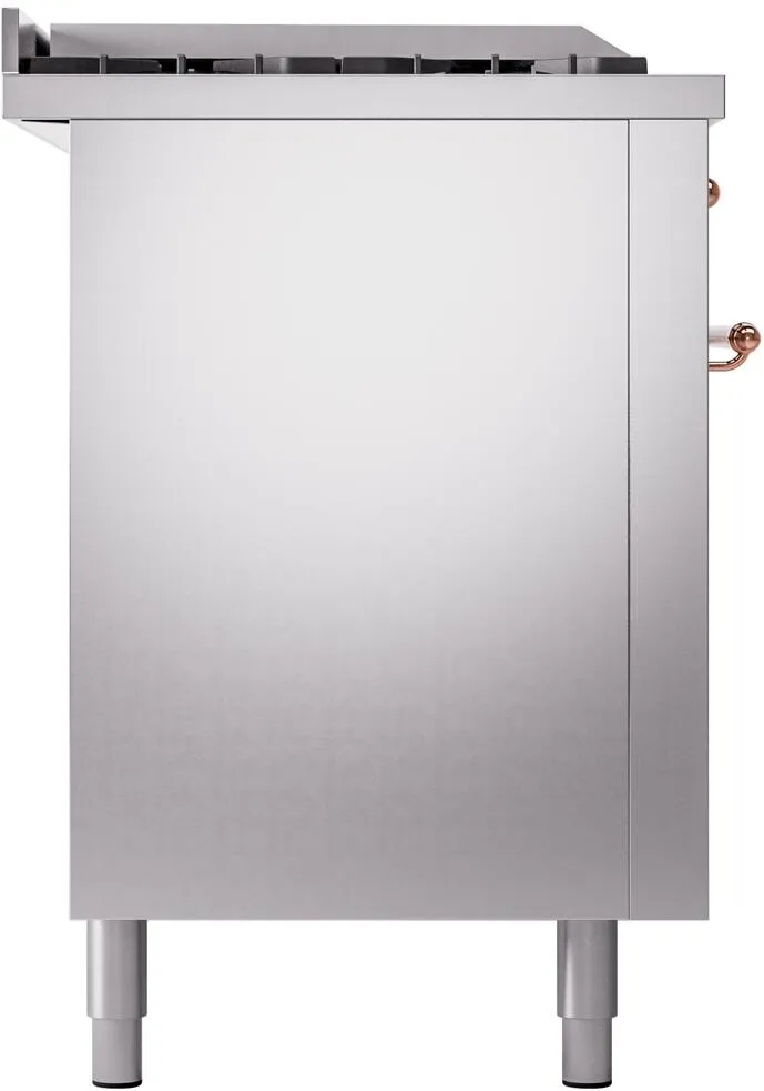 Ilve UP60FSNMPSSPLP Nostalgie Ii 60 Inch Dual Fuel Liquid Propane Freestanding Range In Stainless Steel With Copper Trim