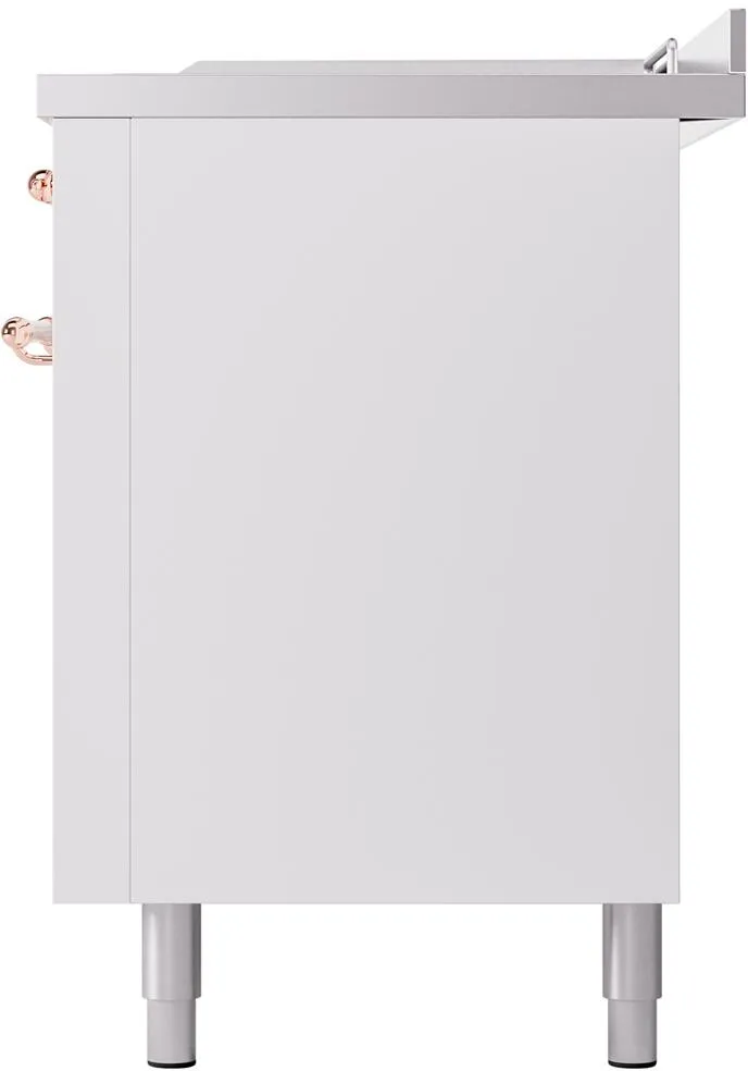 Ilve UP60FSNMPWHP Nostalgie Ii 60 Inch Dual Fuel Natural Gas Freestanding Range In White With Copper Trim