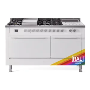 Ilve UP60FSQMPRALP Professional Plus Ii 60 Inch Dual Fuel Liquid Propane Freestanding Range In Ral Custom Color With Trim