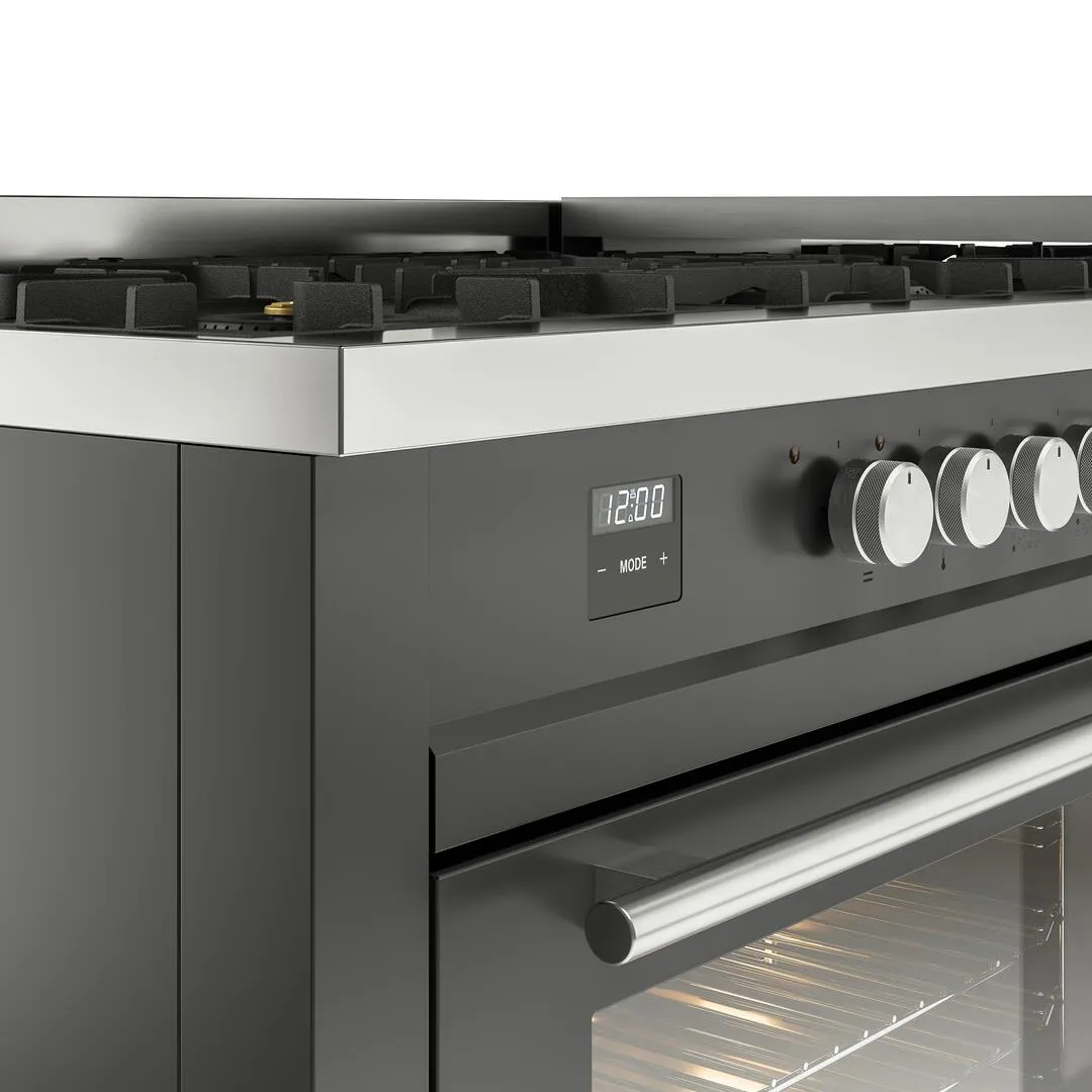 Ilve UP60FWMPMGLP Professional Plus Ii 60 Inch Dual Fuel Liquid Propane Freestanding Range In Matte Graphite With Trim