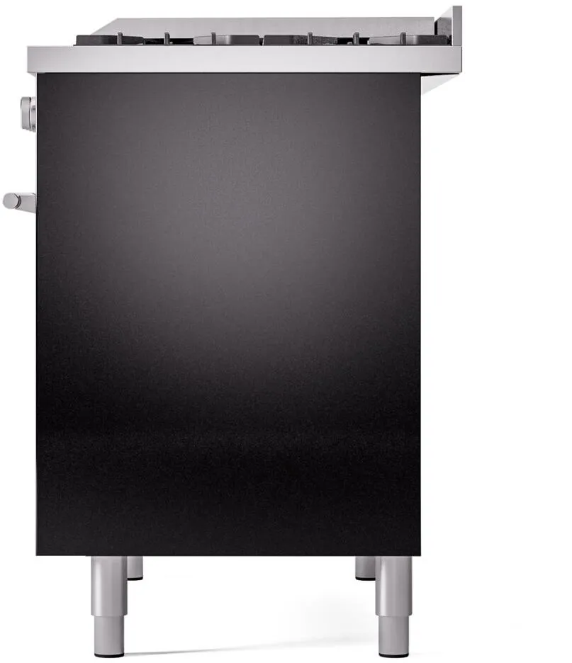 Ilve UPD40FWMPBKLP Professional Plus Ii 40 Inch Dual Fuel Liquid Propane Freestanding Range In Glossy Black With Trim