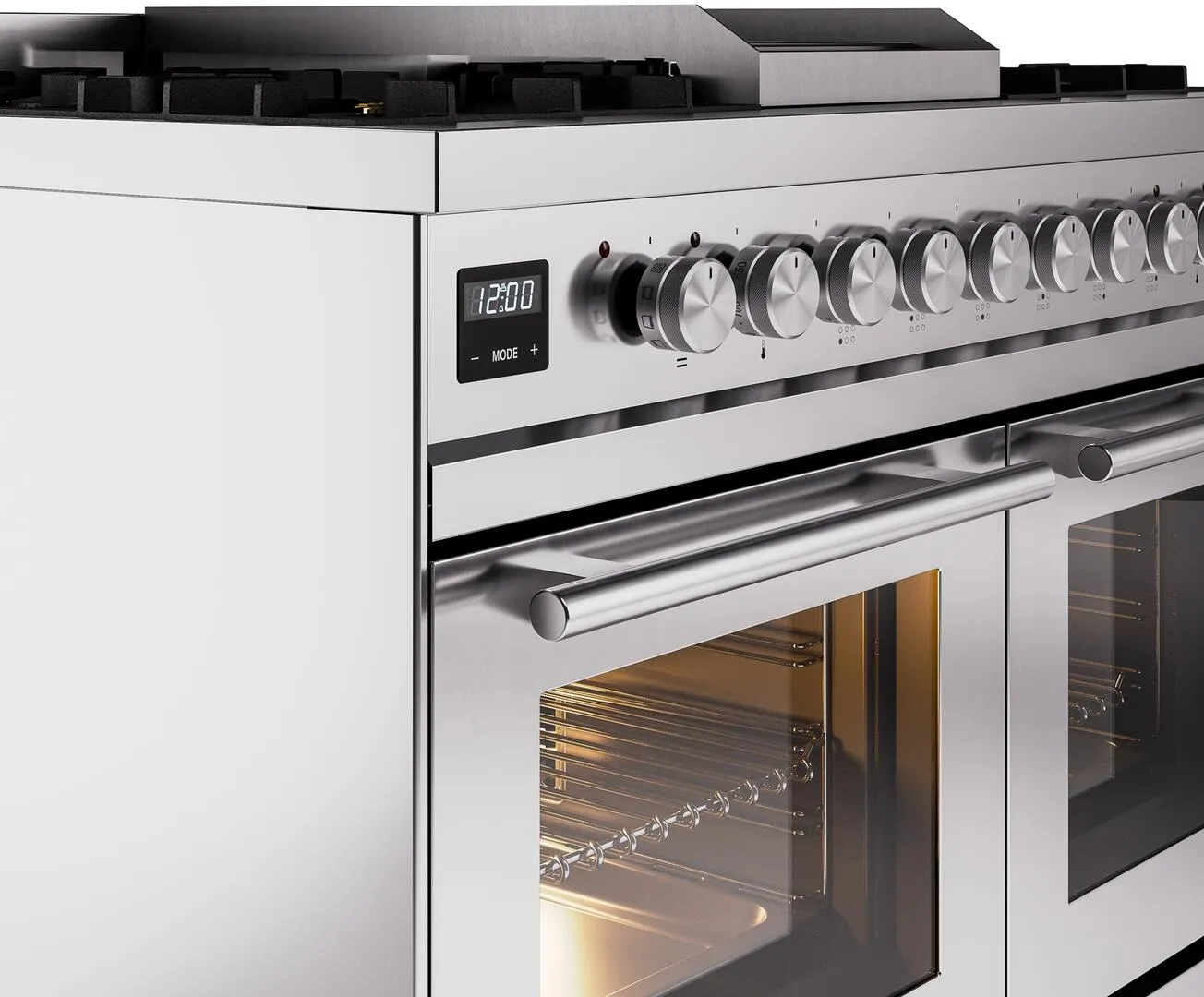 Ilve UPD40FWMPSSLP Professional Plus Ii 40 Inch Dual Fuel Liquid Propane Freestanding Range In Stainless Steel With Trim