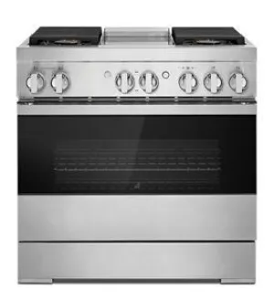 Jennair JDSP536HM Noir 36 Dual-Fuel Professional-Style Range With Chrome-Infused Griddle And Steam Assist
