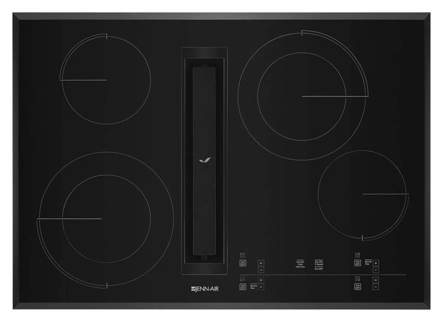 Jennair JED4430GB Black Floating Glass 30 Jx3 Electric Downdraft Cooktop With Glass-Touch Electronic Controls Black