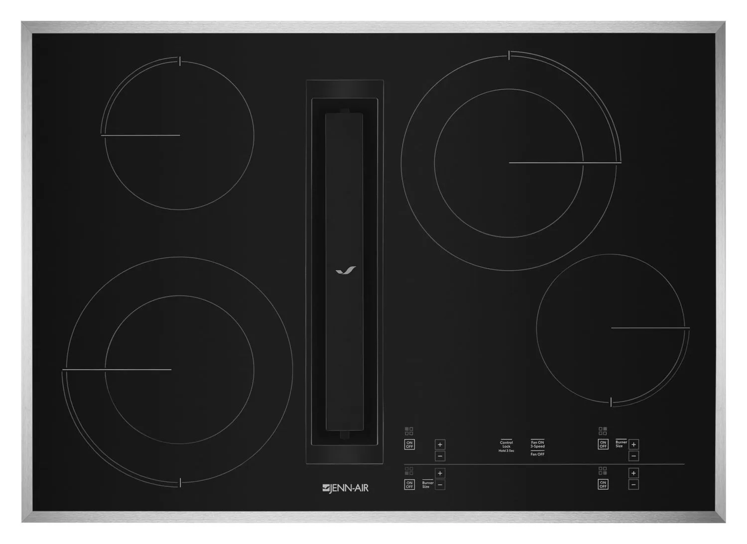 Jennair JED4430GS Euro-Style 30 Jx3 Electric Downdraft Cooktop With Glass-Touch Electronic Controls Stainless Steel