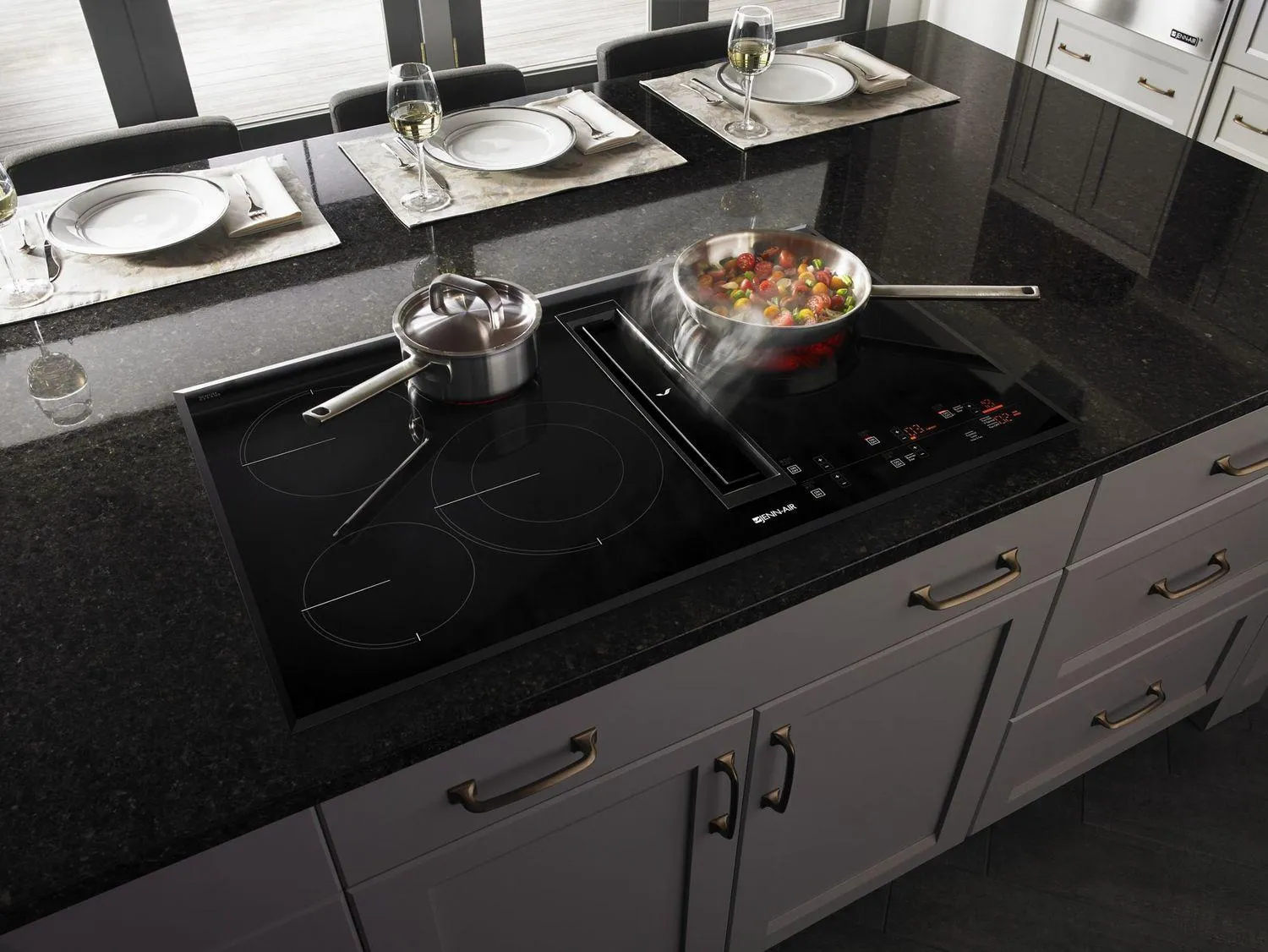 Jennair JED4536GB Black Floating Glass 36 Jx3 Electric Downdraft Cooktop With Glass-Touch Electronic Controls Black