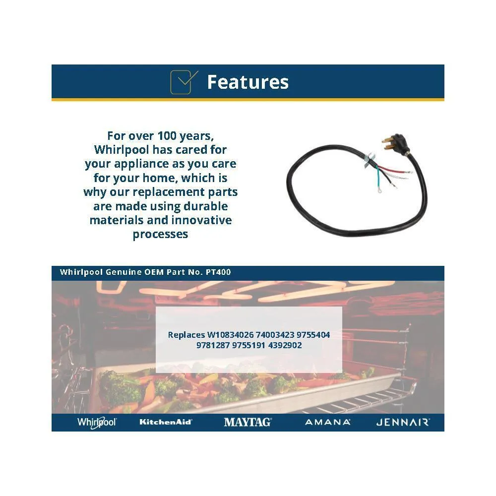 Jennair PT400 Electric Range Power Cord