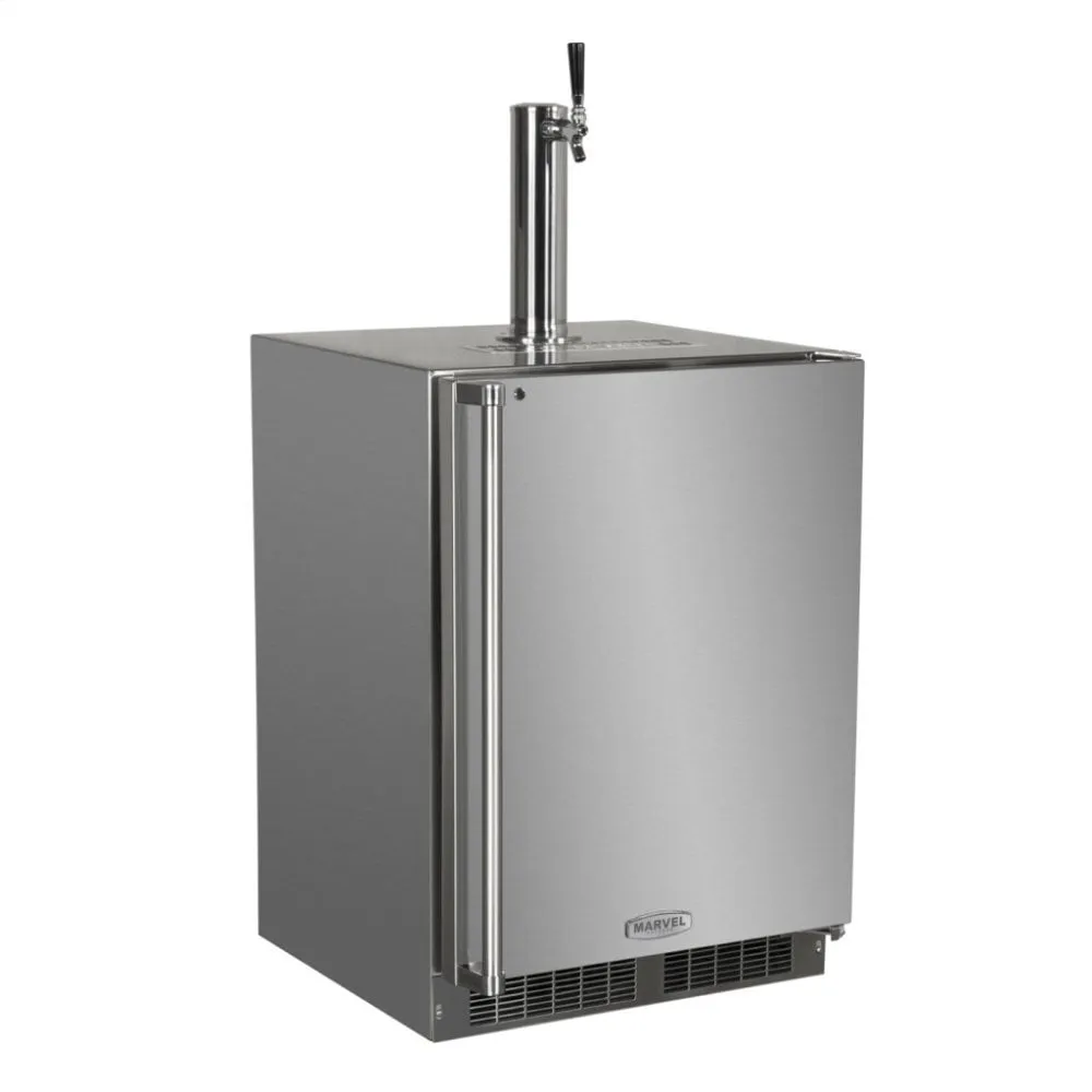 Marvel MO24BSS2LS Outdoor 24 Single Tap Built In Beer Dispenser With Stainless Steel Door - Solid Stainless Steel Door With Lock - Left Hinge