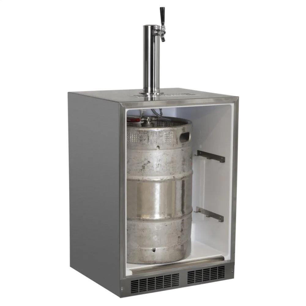 Marvel MO24BSS2LS Outdoor 24 Single Tap Built In Beer Dispenser With Stainless Steel Door - Solid Stainless Steel Door With Lock - Left Hinge