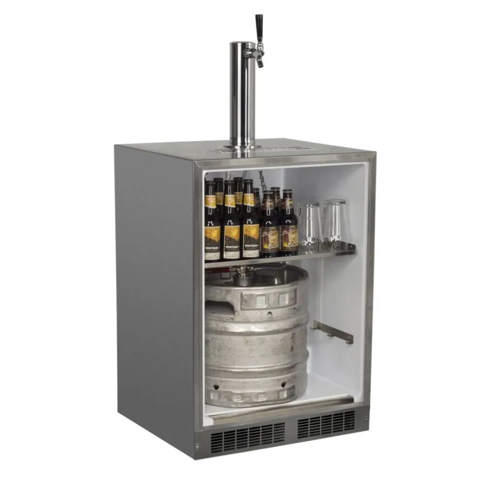 Marvel MO24BSS2LS Outdoor 24 Single Tap Built In Beer Dispenser With Stainless Steel Door - Solid Stainless Steel Door With Lock - Left Hinge