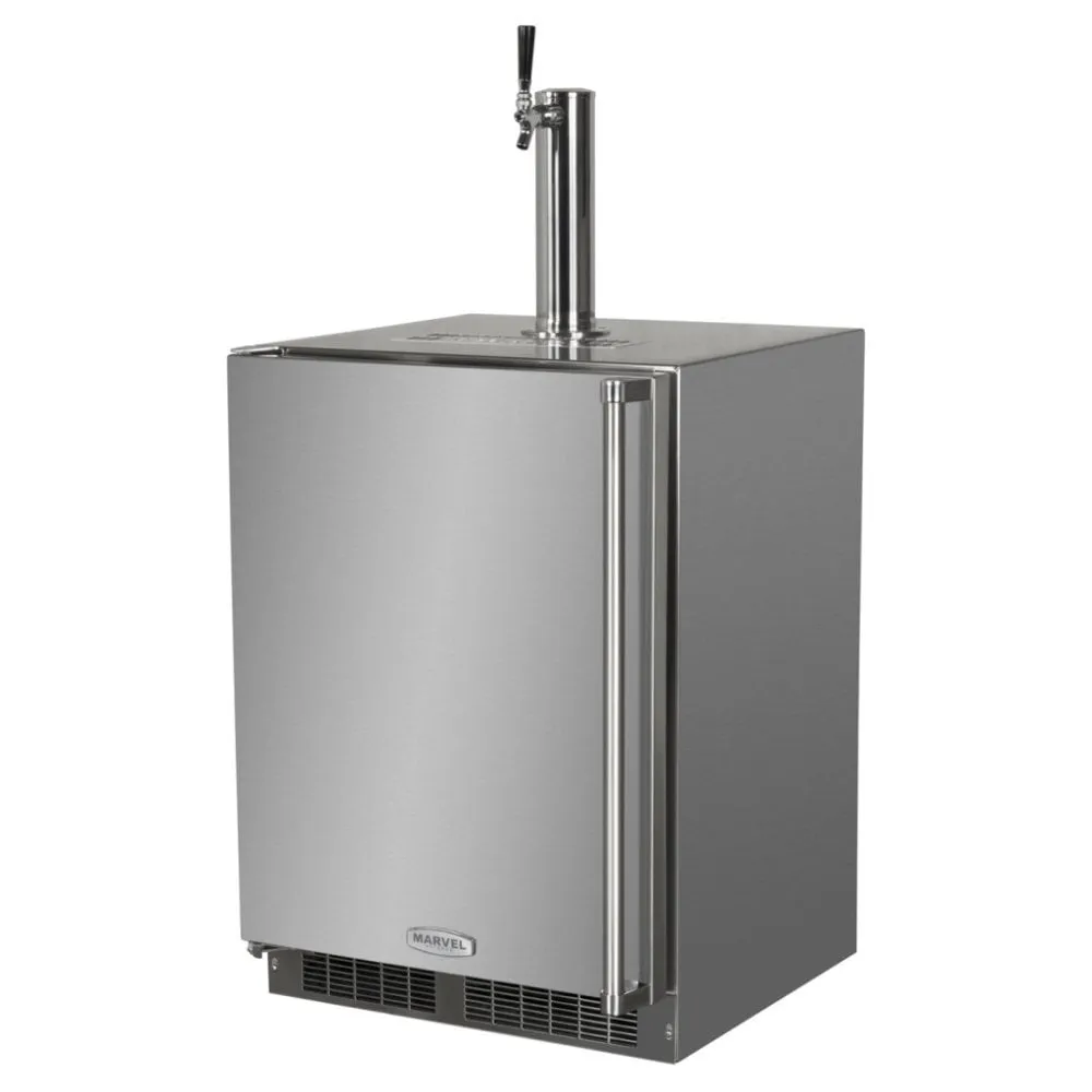 Marvel MO24BSS2LS Outdoor 24 Single Tap Built In Beer Dispenser With Stainless Steel Door - Solid Stainless Steel Door With Lock - Left Hinge
