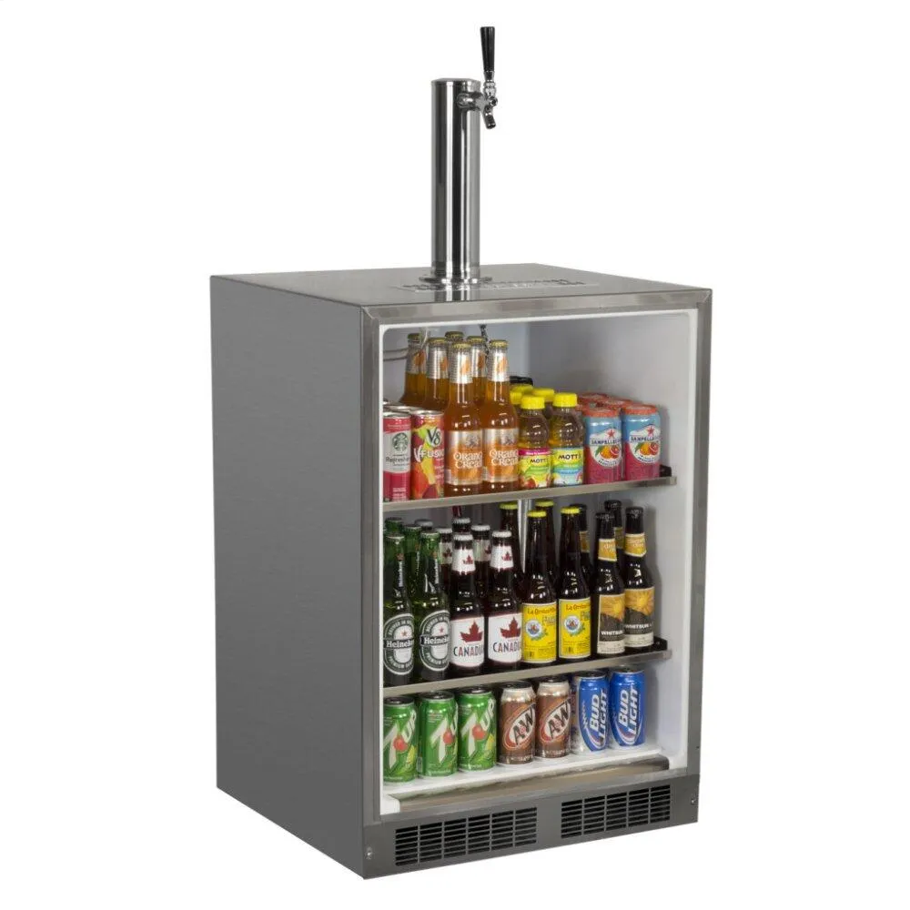 Marvel MO24BSS2LS Outdoor 24 Single Tap Built In Beer Dispenser With Stainless Steel Door - Solid Stainless Steel Door With Lock - Left Hinge