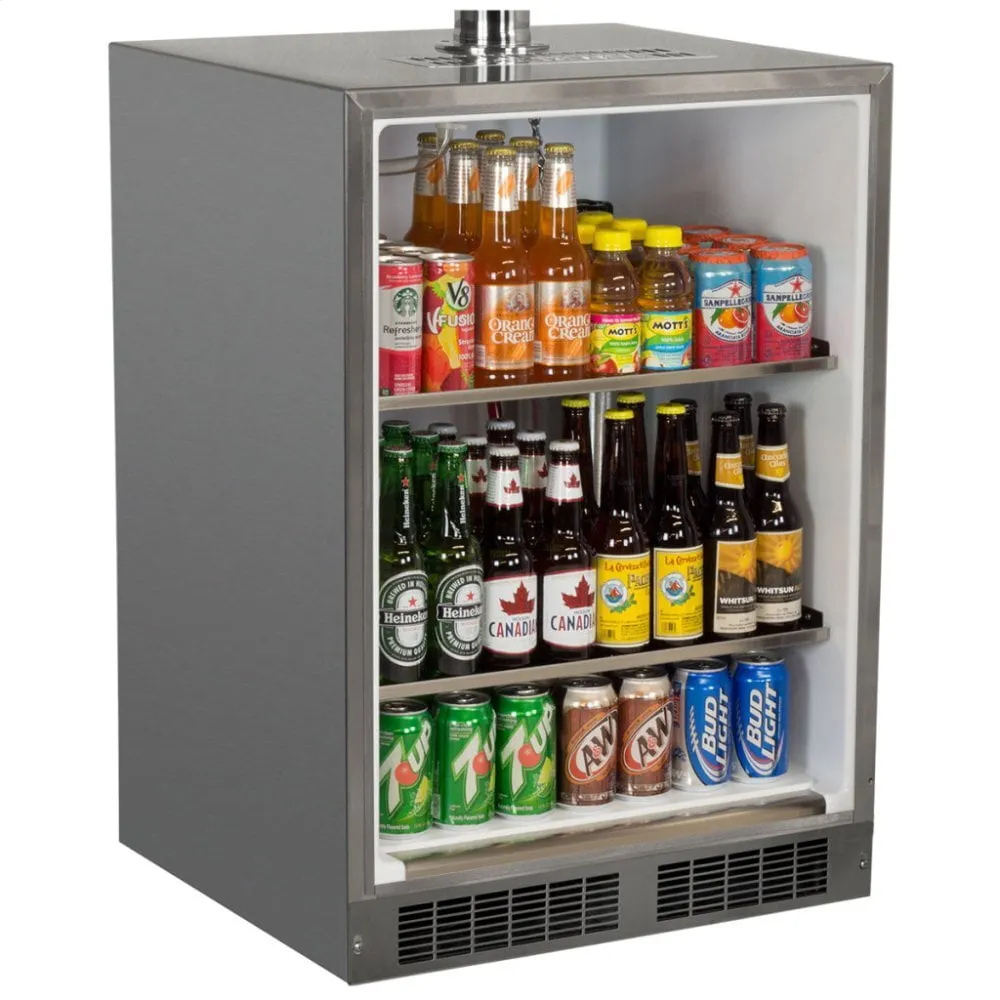 Marvel MO24BSSMRS 24 Outdoor Single Tap Mobile Beer Dispenser With Stainless Steel Door - Solid Stainless Steel Door With Lock. Right Hinge