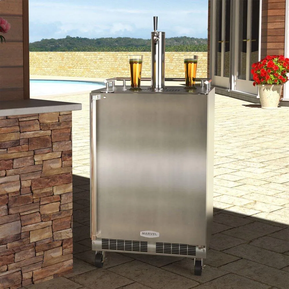 Marvel MO24BSSMRS 24 Outdoor Single Tap Mobile Beer Dispenser With Stainless Steel Door - Solid Stainless Steel Door With Lock. Right Hinge