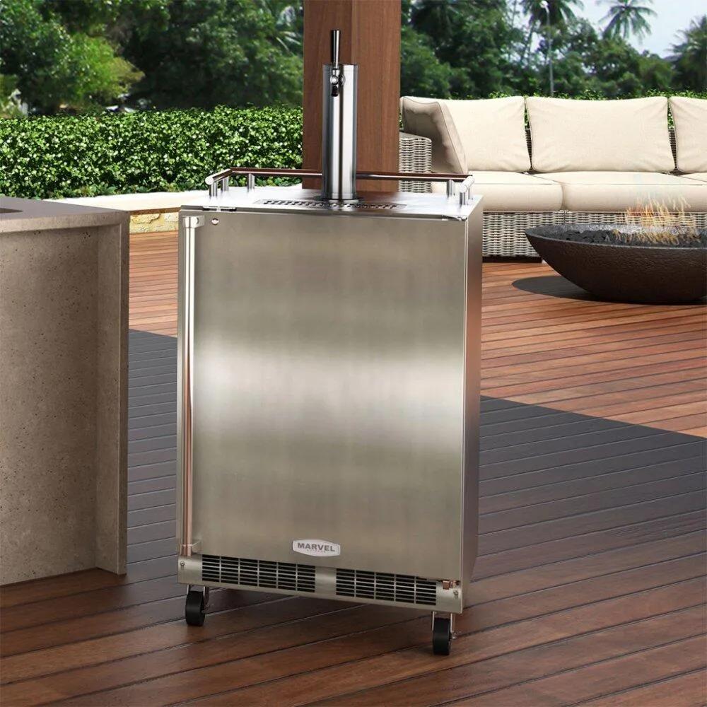 Marvel MO24BSSMRS 24 Outdoor Single Tap Mobile Beer Dispenser With Stainless Steel Door - Solid Stainless Steel Door With Lock. Right Hinge