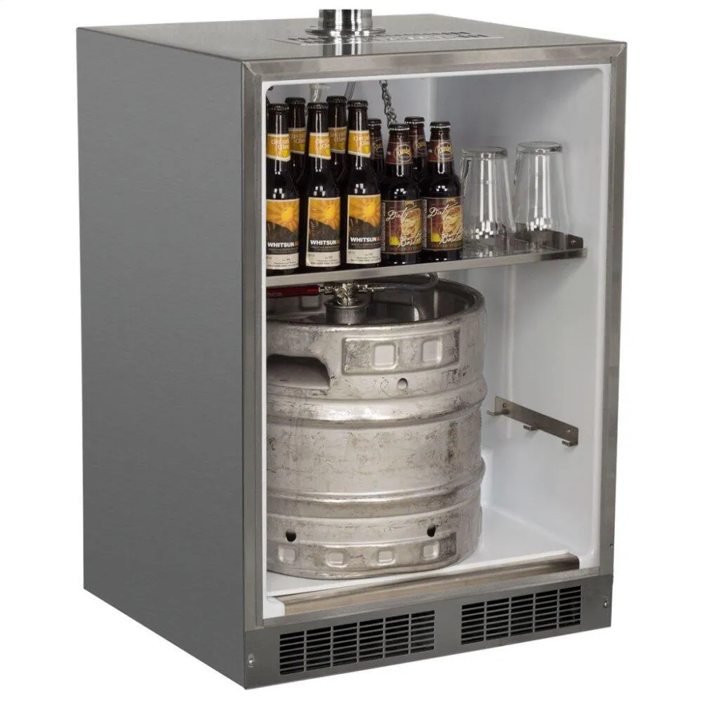 Marvel MO24BSSMRS 24 Outdoor Single Tap Mobile Beer Dispenser With Stainless Steel Door - Solid Stainless Steel Door With Lock. Right Hinge