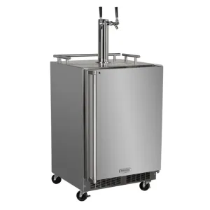 Marvel MO24BTSMRS Outdoor 24 Twin Tap Mobile Beer Dispenser With Stainless Steel Door - Solid Stainless Steel Door With Lock - Right Hinge