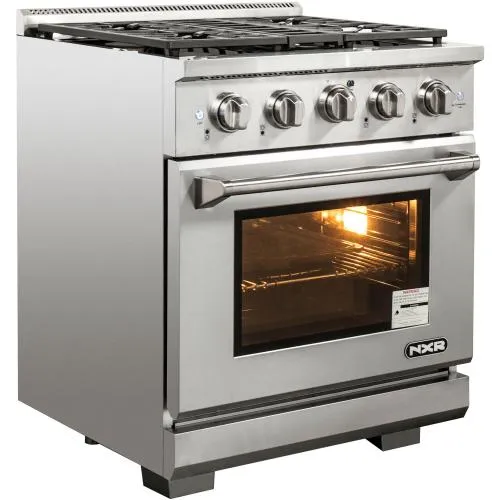Nxr Ranges AKD3001 30-In. Culinary Series Professional Style Gas And Electric Dual Fuel Range. Stainless Steel