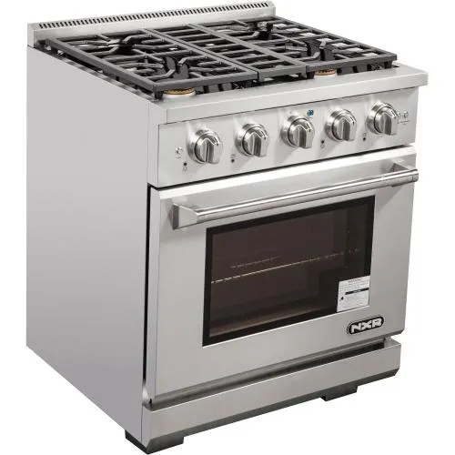 Nxr Ranges AKD3001 30-In. Culinary Series Professional Style Gas And Electric Dual Fuel Range. Stainless Steel