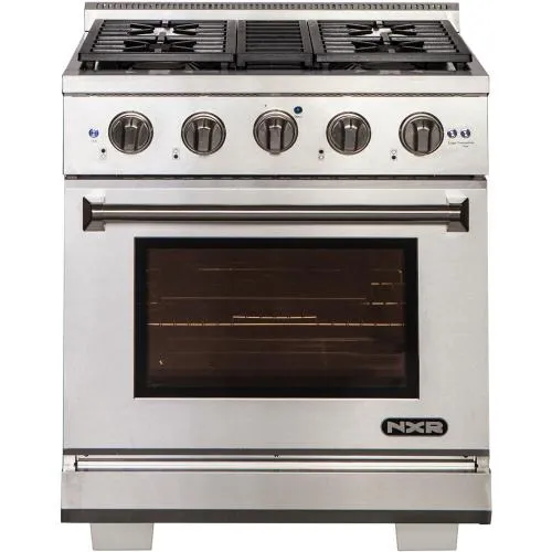 Nxr Ranges AKD3001 30-In. Culinary Series Professional Style Gas And Electric Dual Fuel Range. Stainless Steel
