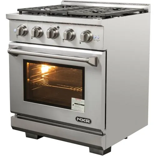 Nxr Ranges AKD3001 30-In. Culinary Series Professional Style Gas And Electric Dual Fuel Range. Stainless Steel