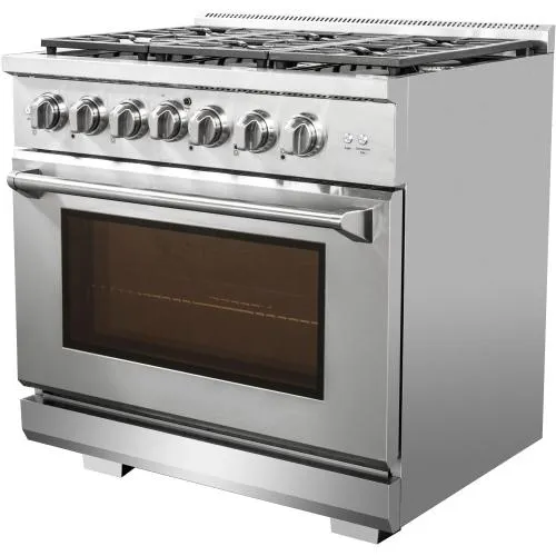Nxr Ranges AKD3605 36-In. Culinary Series Professional Style Gas And Electric Dual Fuel Range. Stainless Steel