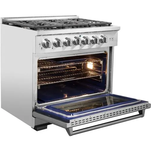 Nxr Ranges AKD3605 36-In. Culinary Series Professional Style Gas And Electric Dual Fuel Range. Stainless Steel
