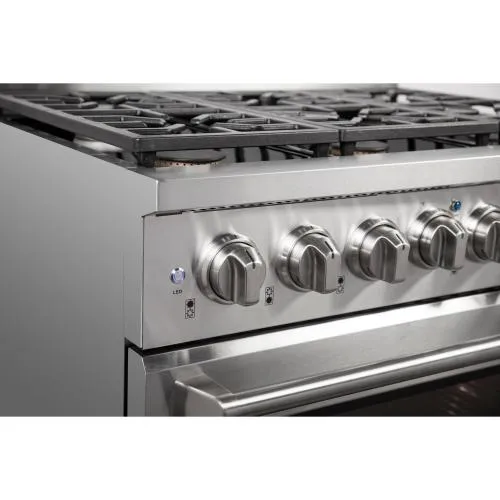Nxr Ranges AKD3605 36-In. Culinary Series Professional Style Gas And Electric Dual Fuel Range. Stainless Steel