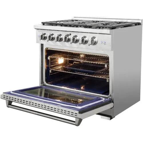 Nxr Ranges AKD3605 36-In. Culinary Series Professional Style Gas And Electric Dual Fuel Range. Stainless Steel