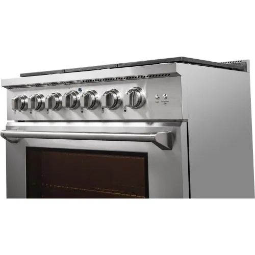 Nxr Ranges AKD3605 36-In. Culinary Series Professional Style Gas And Electric Dual Fuel Range. Stainless Steel