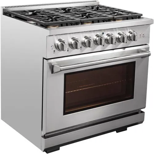 Nxr Ranges AKD3605 36-In. Culinary Series Professional Style Gas And Electric Dual Fuel Range. Stainless Steel