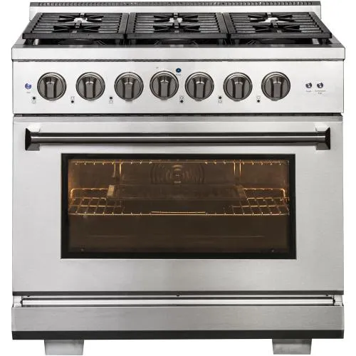 Nxr Ranges AKD3605 36-In. Culinary Series Professional Style Gas And Electric Dual Fuel Range. Stainless Steel