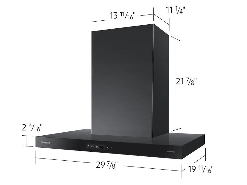 Samsung NK30CB700W33 30 Bespoke Smart Wall Mount Hood With Lcd Display In Clean Deep Charcoal