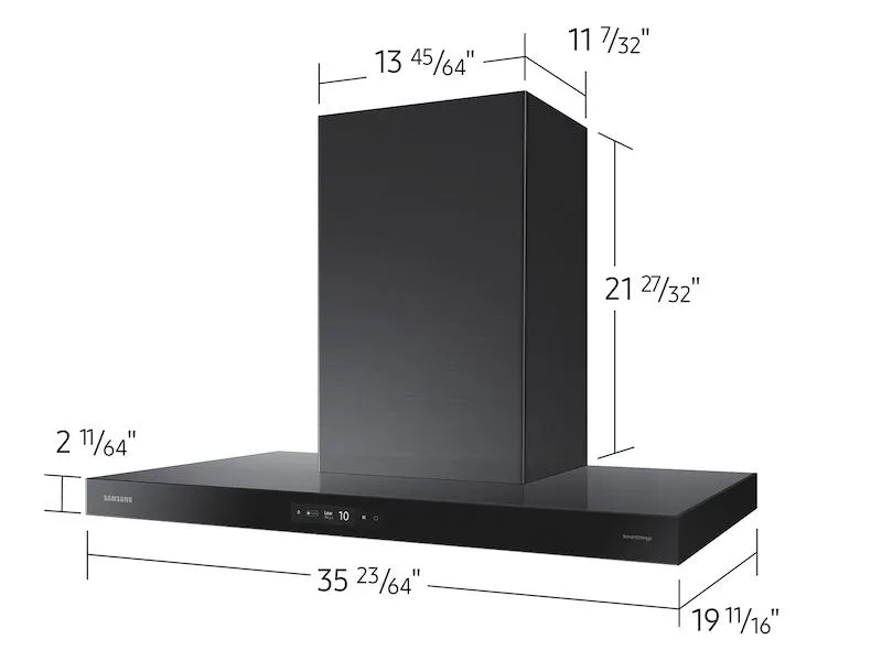 Samsung NK36CB700W33 36 Bespoke Smart Wall Mount Hood With Lcd Display In Clean Deep Charcoal