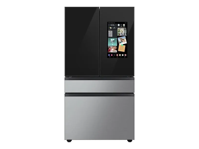 Samsung RF23BB8900QK Bespoke Counter Depth 4-Door French Door Refrigerator (23 Cu. Ft.) - In Charcoal Glass Top And Family Hub&#8482; Panels With Stainless Steel Middle And Bottom Panels