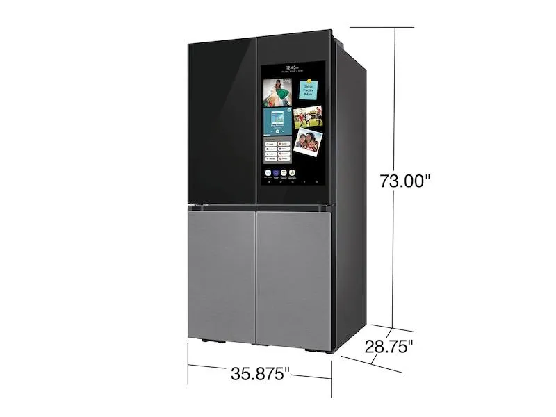 Samsung RF23CB9900QK Bespoke Counter Depth 4-Door Flex&#8482; Refrigerator (23 Cu. Ft.) With Family Hub&#8482;   In Charcoal Glass Top And Stainless Steel Bottom Panels