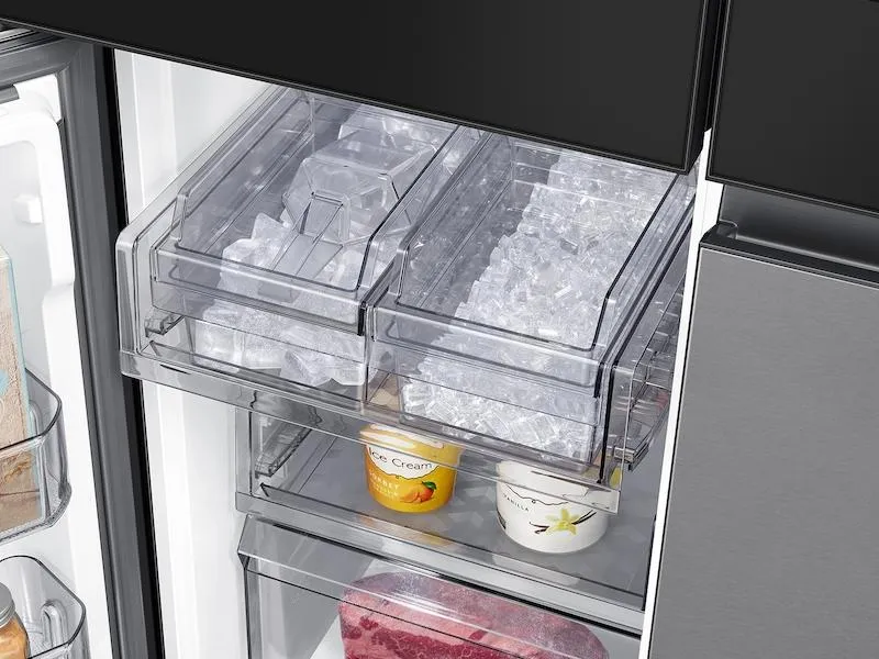 Samsung RF29CB9900QK Bespoke 4-Door Flex&#8482; Refrigerator (29 Cu. Ft.) With Family Hub&#8482;  In Charcoal Glass Top And Stainless Steel Bottom Panels