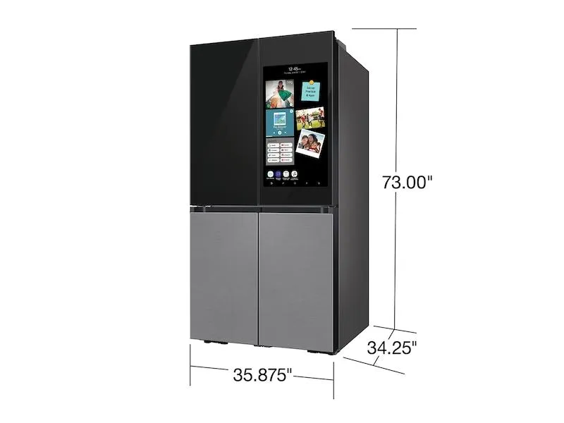 Samsung RF29CB9900QK Bespoke 4-Door Flex&#8482; Refrigerator (29 Cu. Ft.) With Family Hub&#8482;  In Charcoal Glass Top And Stainless Steel Bottom Panels