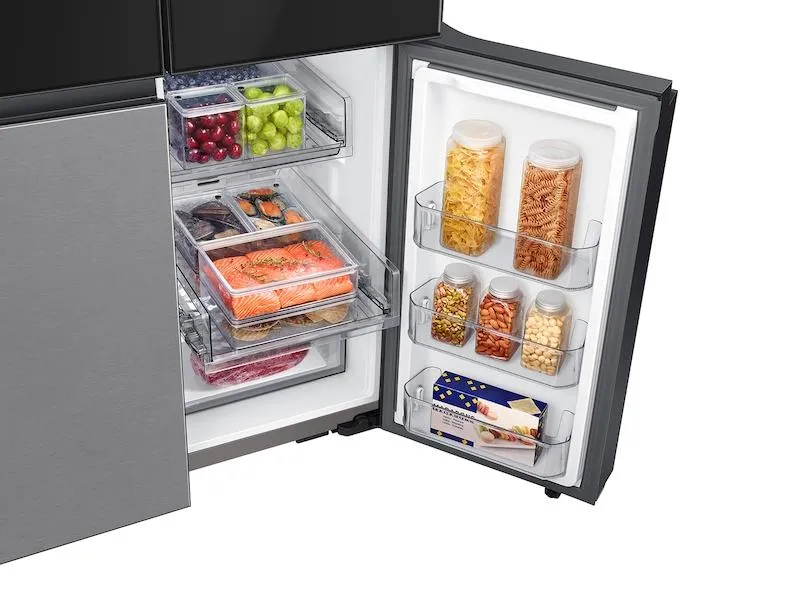 Samsung RF29CB9900QK Bespoke 4-Door Flex&#8482; Refrigerator (29 Cu. Ft.) With Family Hub&#8482;  In Charcoal Glass Top And Stainless Steel Bottom Panels