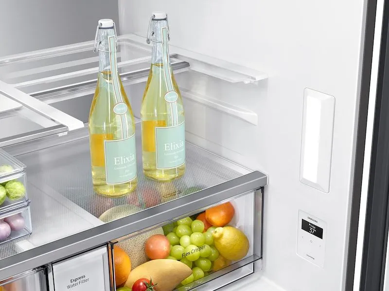 Samsung RF29CB9900QK Bespoke 4-Door Flex&#8482; Refrigerator (29 Cu. Ft.) With Family Hub&#8482;  In Charcoal Glass Top And Stainless Steel Bottom Panels