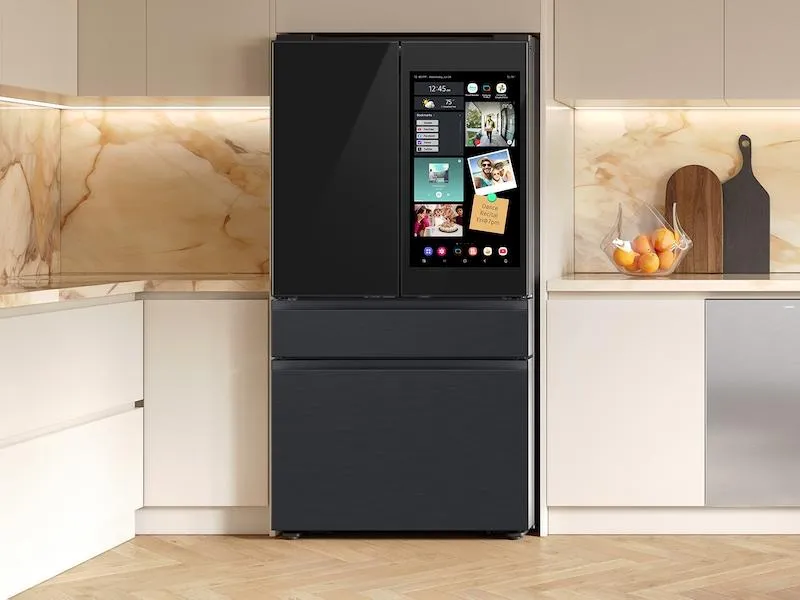 Samsung RF90F23AECEAA Bespoke 23 Cu. Ft. Counter Depth 4-Door French Door Refrigerator With Ai Family Hub&#8482;  Ai Vision Inside&#8482; In Charcoal Glass And Black/Charcoal