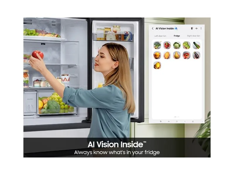 Samsung RF90F23AECEAA Bespoke 23 Cu. Ft. Counter Depth 4-Door French Door Refrigerator With Ai Family Hub&#8482;  Ai Vision Inside&#8482; In Charcoal Glass And Black/Charcoal