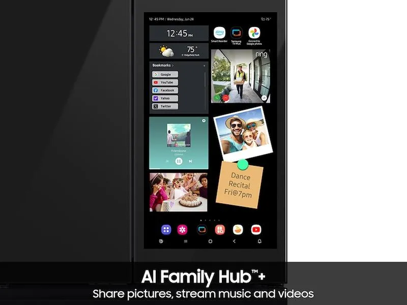 Samsung RF90F23AECEAA Bespoke 23 Cu. Ft. Counter Depth 4-Door French Door Refrigerator With Ai Family Hub&#8482;  Ai Vision Inside&#8482; In Charcoal Glass And Black/Charcoal