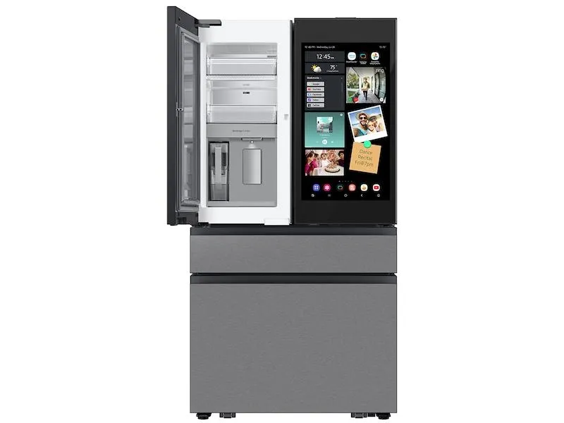Samsung RF90F23AECR Bespoke 23 Cu. Ft. Counter Depth 4-Door French Door Refrigerator With Ai Family Hub&#8482;  & Ai Vision Inside&#8482; In Charcoal Glass And Stainless Steel