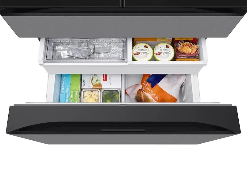 Samsung RF90F23AECR Bespoke 23 Cu. Ft. Counter Depth 4-Door French Door Refrigerator With Ai Family Hub&#8482;  & Ai Vision Inside&#8482; In Charcoal Glass And Stainless Steel
