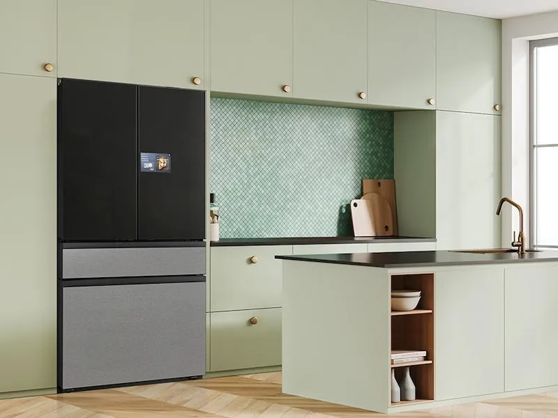 Samsung RF90F23BECRAA Bespoke 23 Cu. Ft. Counter Depth 4-Door French Door Refrigerator With Ai Home & Ai Vision Inside&#8482; In Charcoal Glass And Stainless Steel