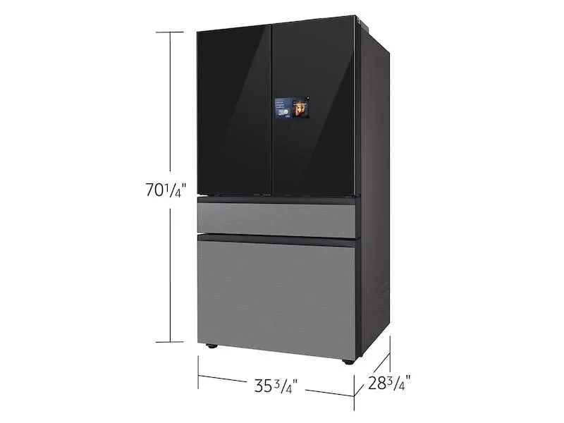 Samsung RF90F23BECRAA Bespoke 23 Cu. Ft. Counter Depth 4-Door French Door Refrigerator With Ai Home & Ai Vision Inside&#8482; In Charcoal Glass And Stainless Steel