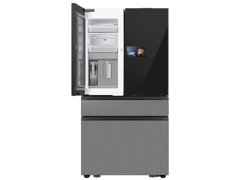 Samsung RF90F23BECRAA Bespoke 23 Cu. Ft. Counter Depth 4-Door French Door Refrigerator With Ai Home & Ai Vision Inside&#8482; In Charcoal Glass And Stainless Steel