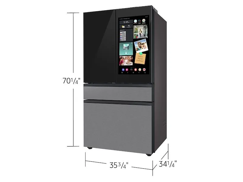 Samsung RF90F29AECR Bespoke 29 Cu. Ft. 4-Door French Door Refrigerator With Ai Family Hub&#8482;  & Ai Vision Inside&#8482; In Charcoal Glass And Stainless Steel