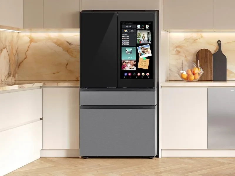 Samsung RF90F29AECR Bespoke 29 Cu. Ft. 4-Door French Door Refrigerator With Ai Family Hub&#8482;  & Ai Vision Inside&#8482; In Charcoal Glass And Stainless Steel